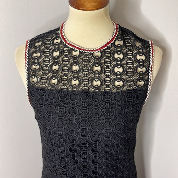 Sandro‎ Lace Crochet Embroidered Franck Mini Dress Sleeveless Ruffle Pleated Hem - Picture 7 of 12